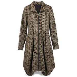 Samuel Dong Women’s Animal Print Bubble Zip Up Trench Length Coat Size Small